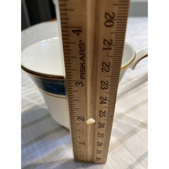 Royal Doulton Biltmore Blue Gold Rimmed Coffee Tea Cups & Saucers 18pc - Picture 10 of 12